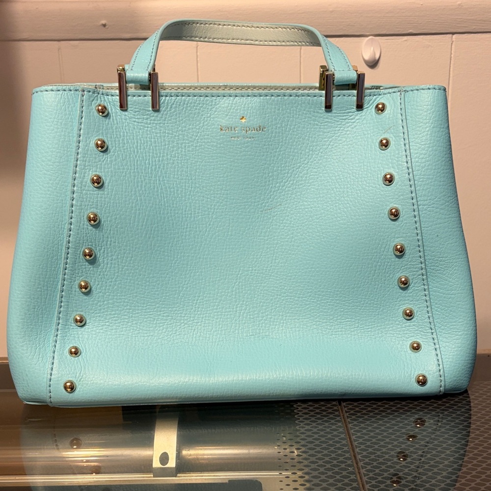 Kate Spade Aqua Blue Studded Satchel